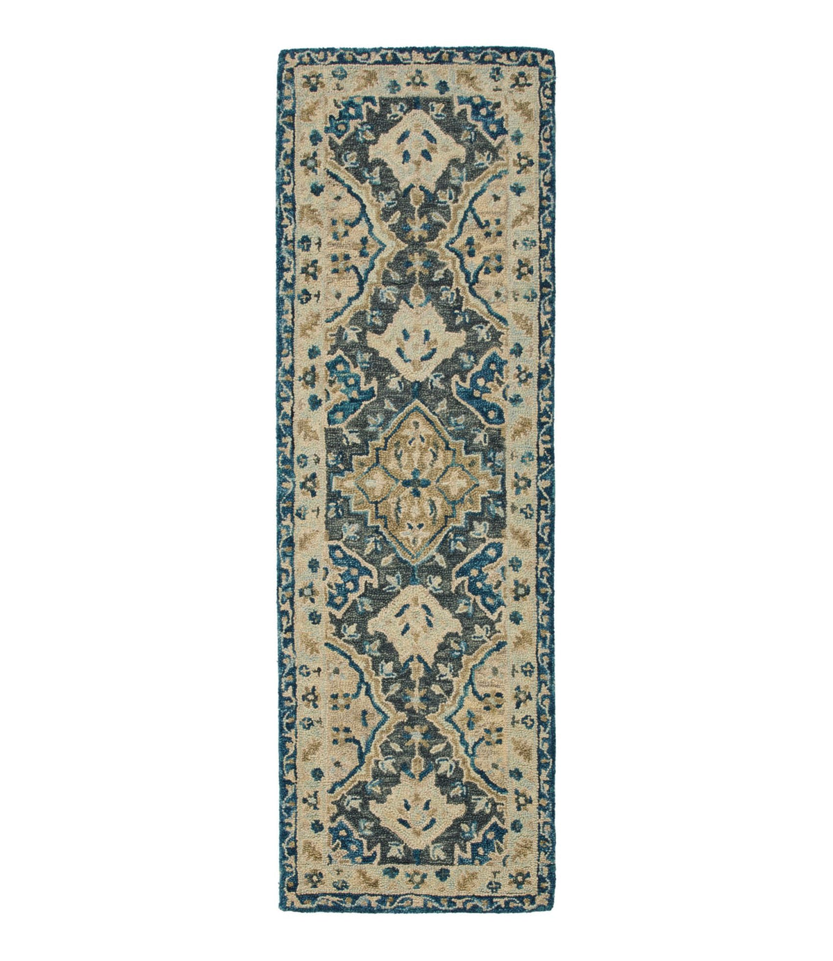 L.L.Bean Diamond Floral Wool Tufted Runner Ink