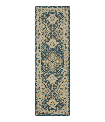 L.L.Bean Diamond Floral Wool Tufted Runner Ink