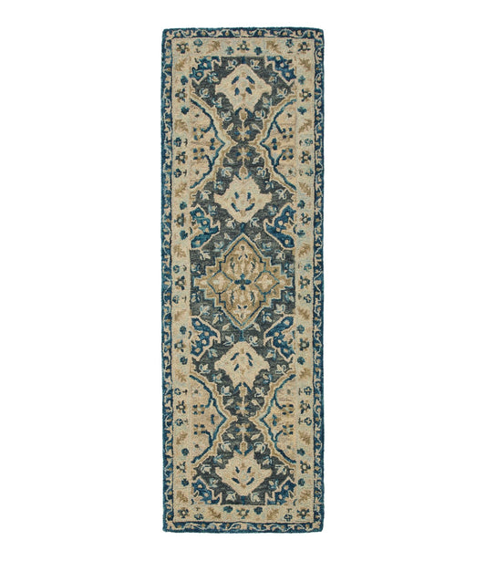 L.L.Bean Diamond Floral Wool Tufted Runner Ink