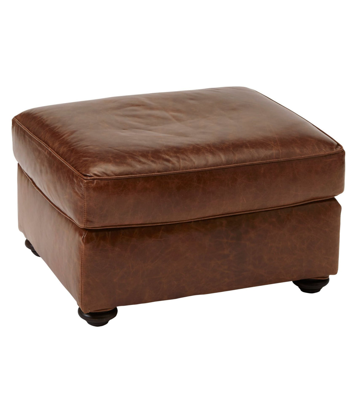 L.L.Bean Bean's Leather Lodge Ottoman Chestnut Brown