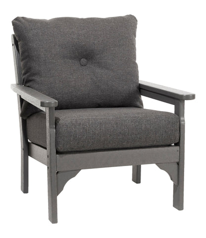 L.L.Bean All-Weather Patio Chair with Textured Cushion, Slate Gray Heathered Charcoal