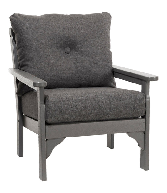 L.L.Bean All-Weather Patio Chair with Textured Cushion, Slate Gray Heathered Charcoal