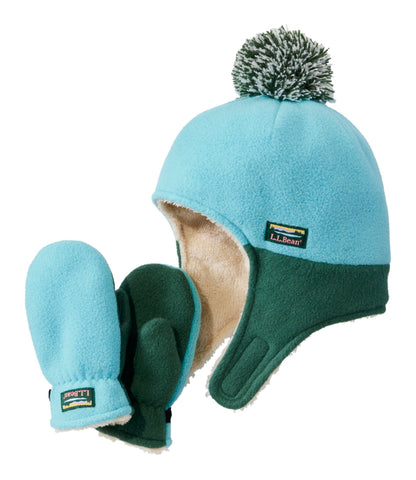 L.L.Bean Infants' and Toddlers' Mountain Classic Fleece Hat and Mitten Set Bright Sea Blue
