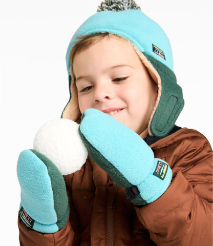 L.L.Bean Infants' and Toddlers' Mountain Classic Fleece Hat and Mitten Set Bright Sea Blue