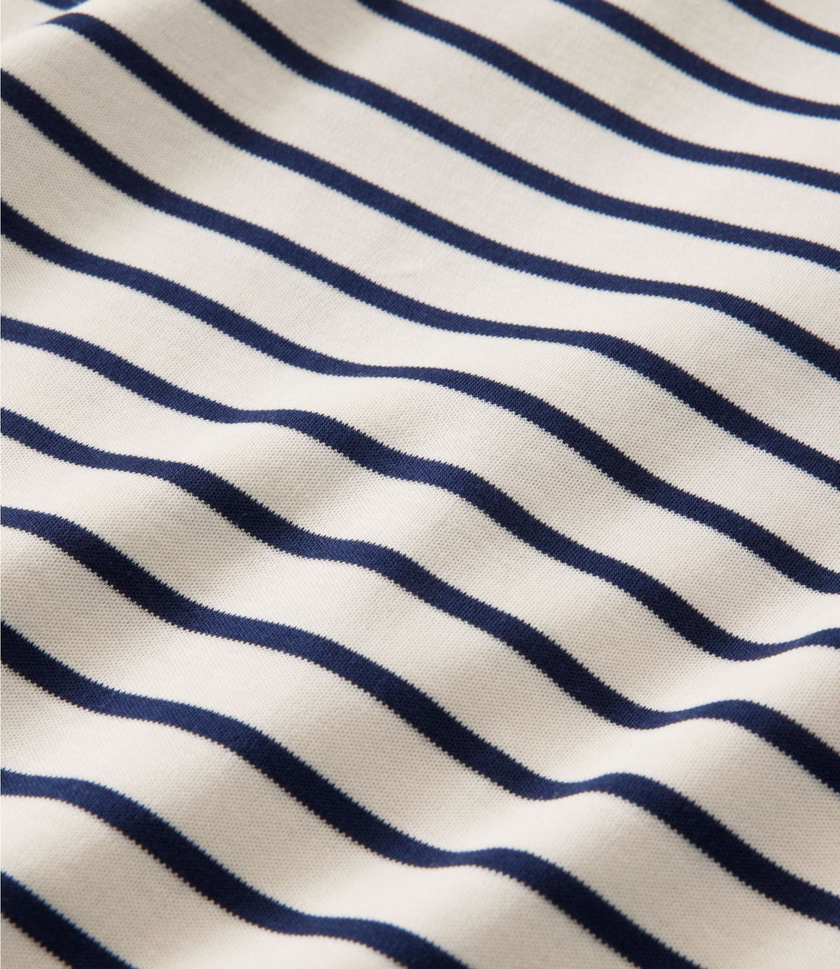 L.L.Bean Women's Pima Cotton Tee, Three-Quarter-Sleeve Polo Stripe Cream/Raven Blue