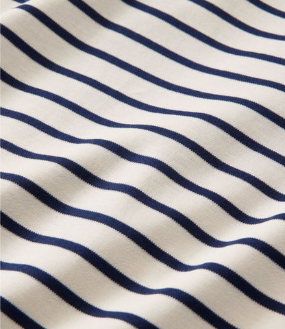 L.L.Bean Women's Pima Cotton Tee, Three-Quarter-Sleeve Polo Stripe Cream/Raven Blue
