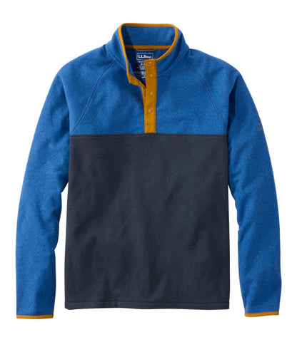 L.L.Bean Men's All Season Access Fleece Pullover, Colorblock Deep Glacier Blue/Classic Navy