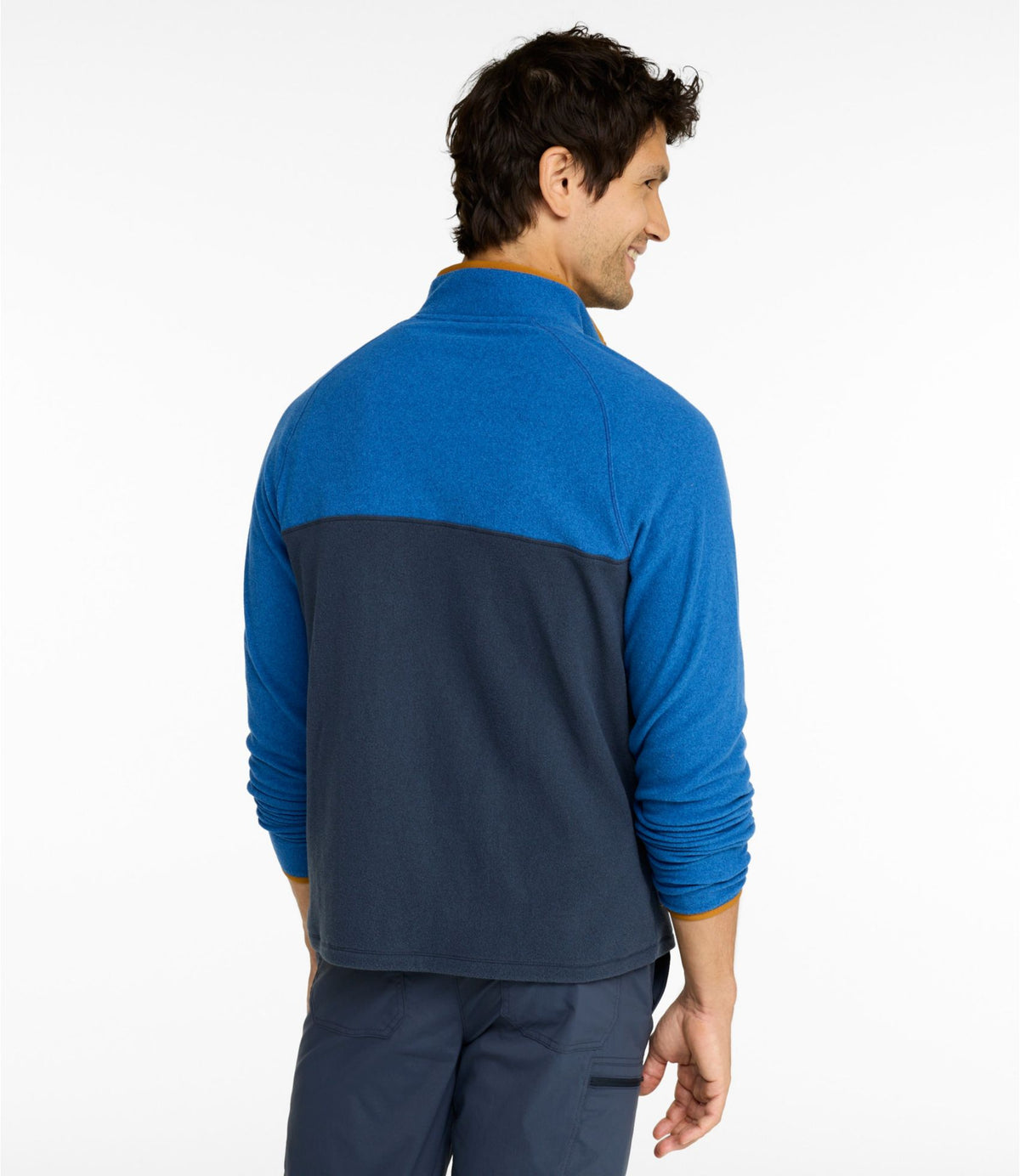 L.L.Bean Men's All Season Access Fleece Pullover, Colorblock Deep Glacier Blue/Classic Navy