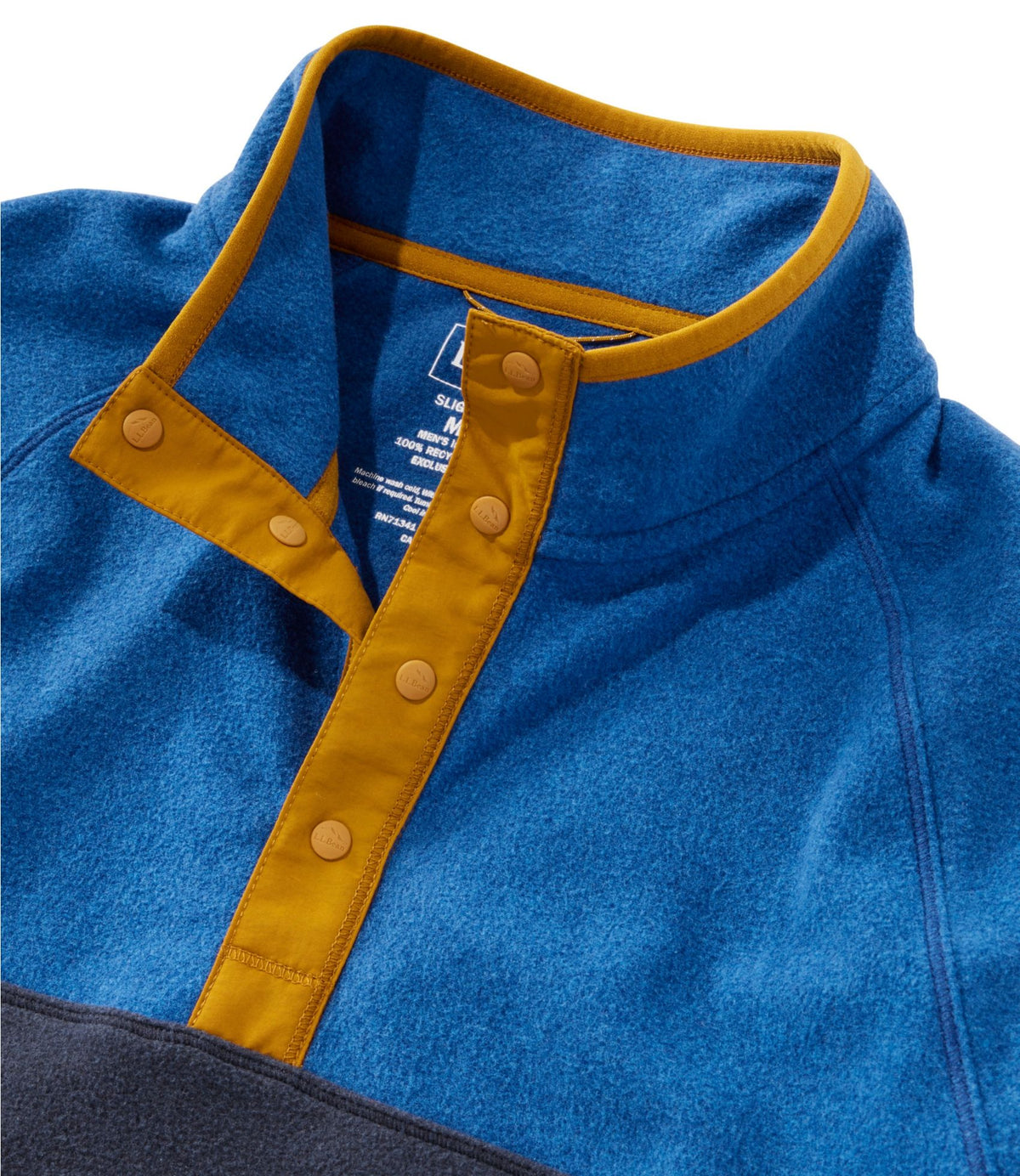 L.L.Bean Men's All Season Access Fleece Pullover, Colorblock Deep Glacier Blue/Classic Navy
