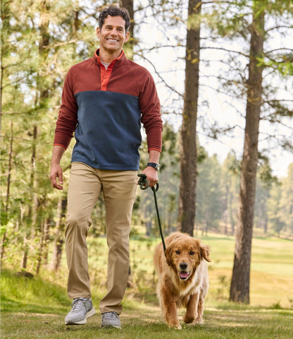 L.L.Bean Men's All Season Access Fleece Pullover, Colorblock Deep Glacier Blue/Classic Navy