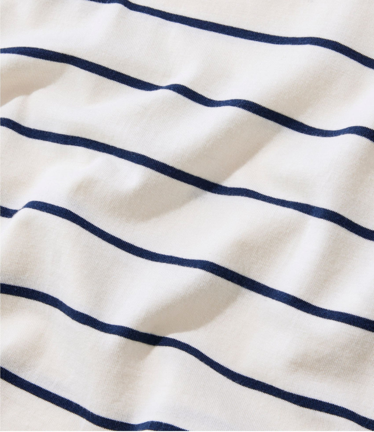 L.L.Bean Women's Soft Stretch Supima-Blend Tee, Crewneck Short-Sleeve Striped Classic Navy/Cream