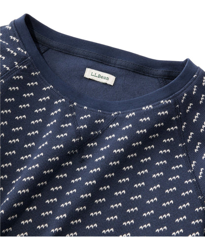 L.L.Bean Women's Unshrinkable Mini-Waffle Tee, Long-Sleeve Crewneck Stripe Classic Navy Birdseye
