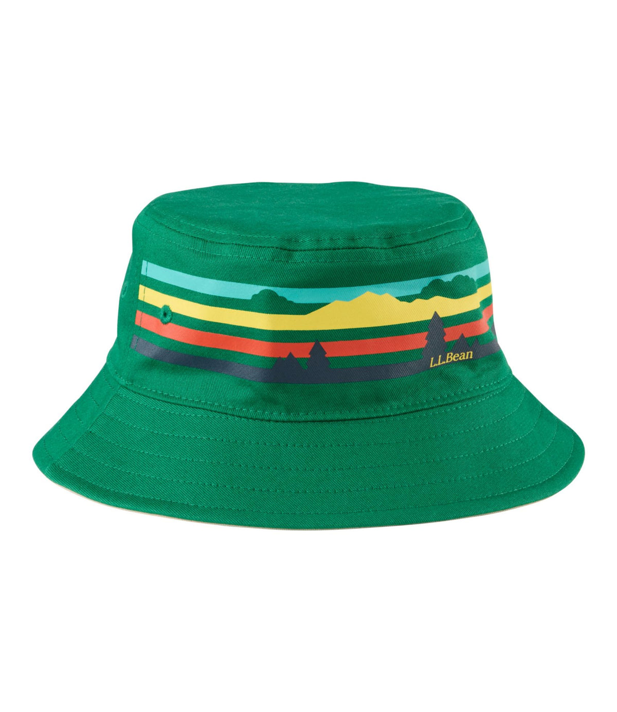 L.L.Bean Kids' Bean's Reversible Cotton Bucket Hat Forest Grove Camp Dog