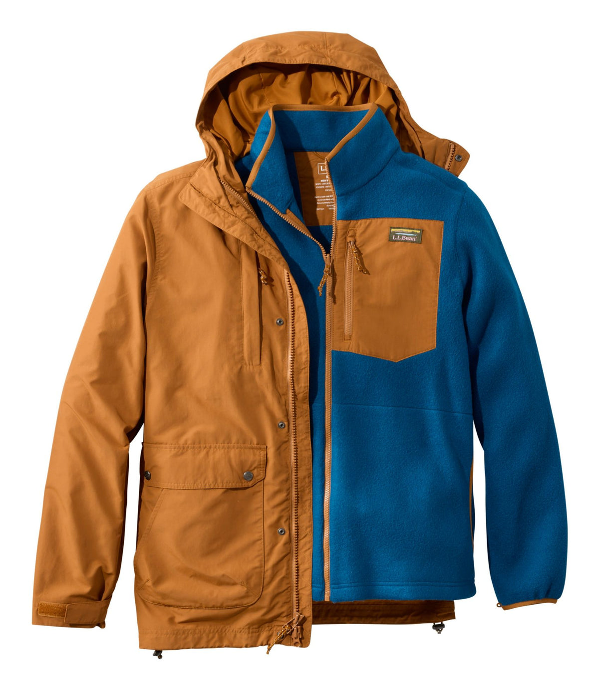 L.L.Bean Men's Mountain Classic 3-in-1 Jacket Dark Bronze/Dark Marine Blue
