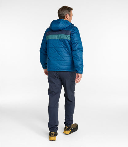 L.L.Bean Men's Mountain Classic Puffer Hooded Jacket, Colorblock Dark Marine Blue/Nautical Navy