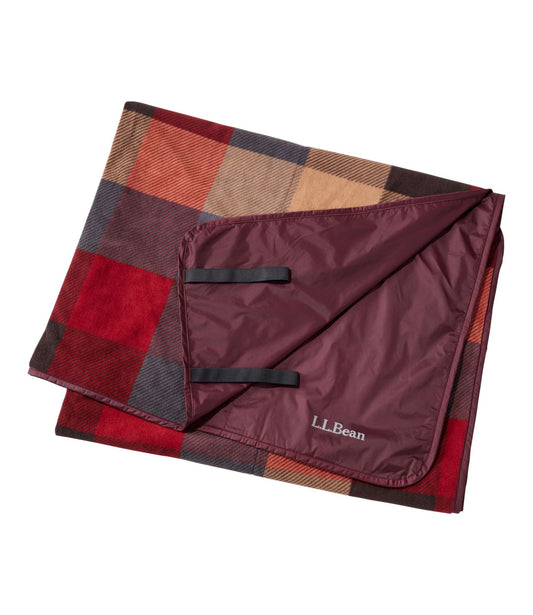 L.L.Bean L.L.Bean Waterproof Outdoor Blanket, Plaid Burgundy/Apple Cinnamon