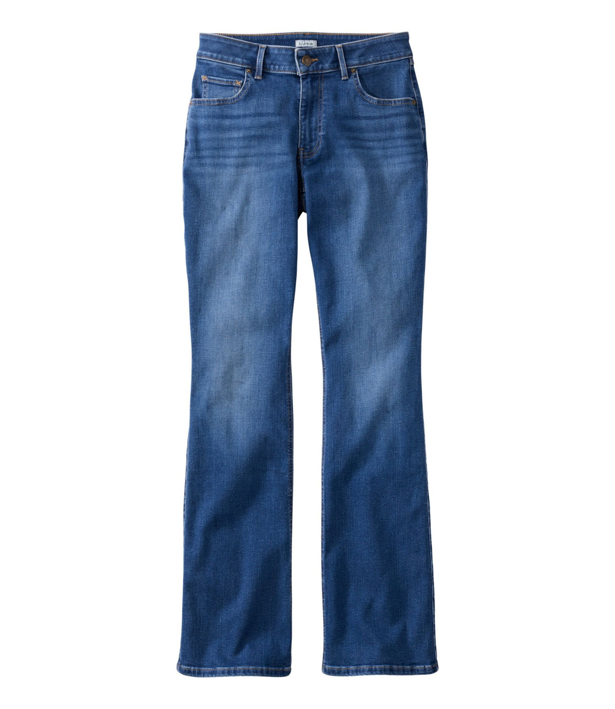 L.L.Bean Women's L.L.Bean Go-Anywhere Jeans, Mid-Rise Bootcut Deep Mariner Wash