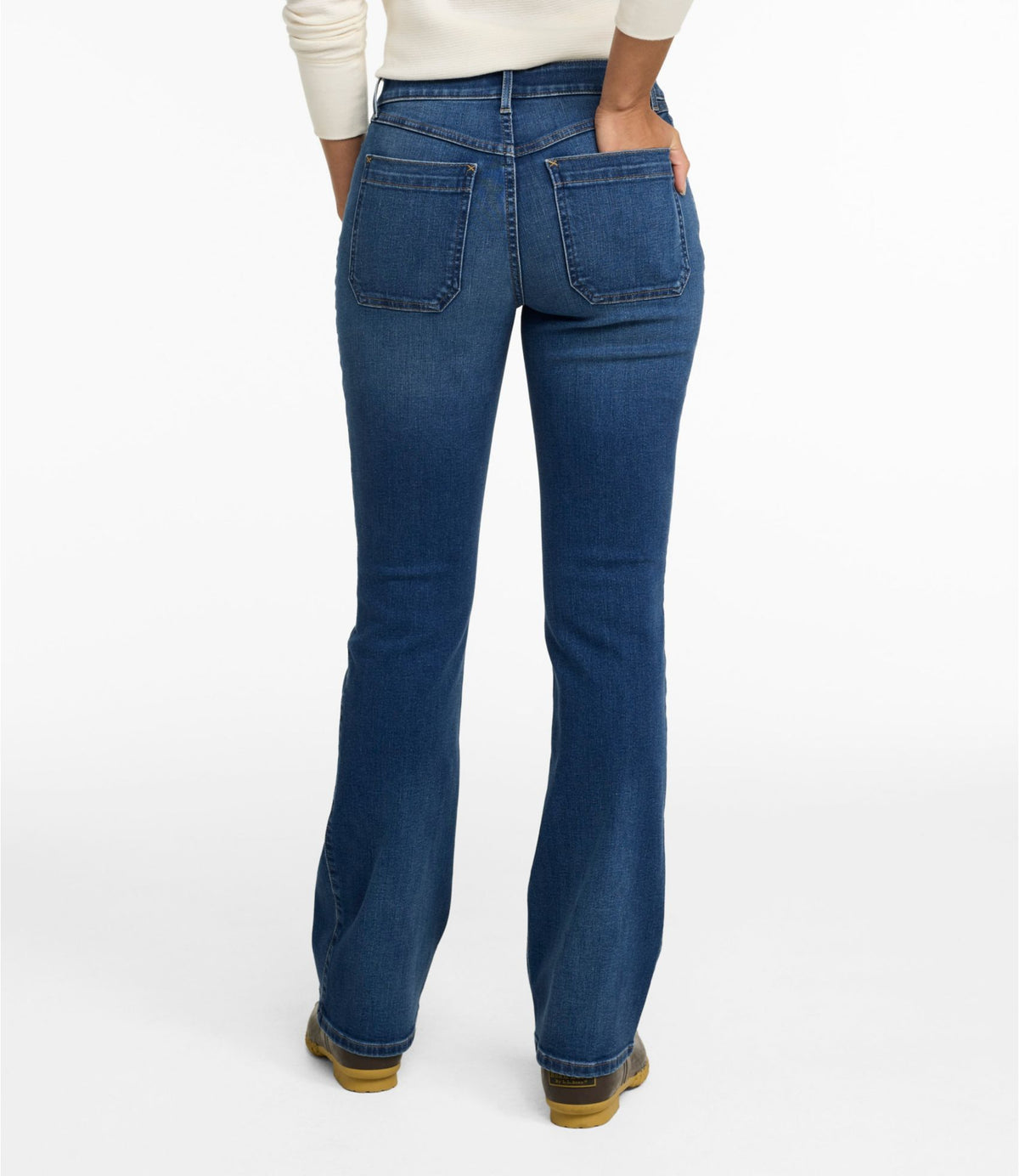 L.L.Bean Women's L.L.Bean Go-Anywhere Jeans, Mid-Rise Bootcut Deep Mariner Wash