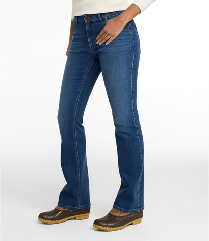 L.L.Bean Women's L.L.Bean Go-Anywhere Jeans, Mid-Rise Bootcut Deep Mariner Wash