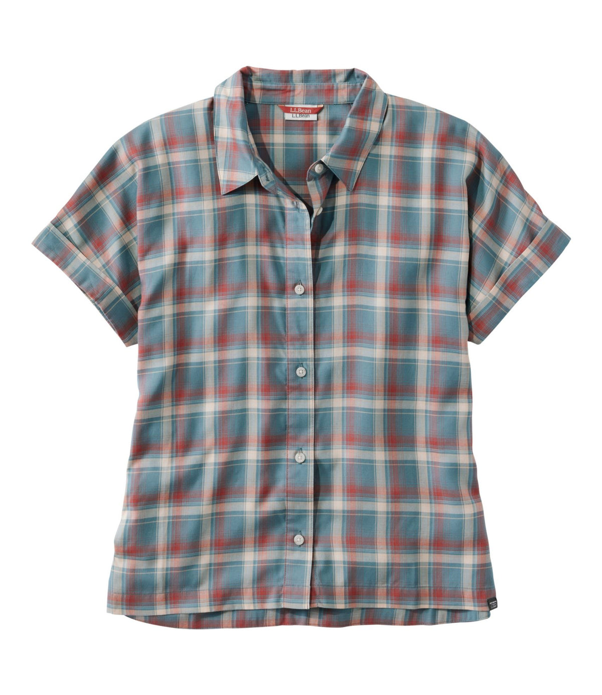 L.L.Bean Women's Mountainside Shirt Storm Teal Plaid