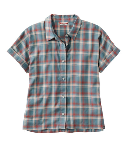 L.L.Bean Women's Mountainside Shirt Storm Teal Plaid