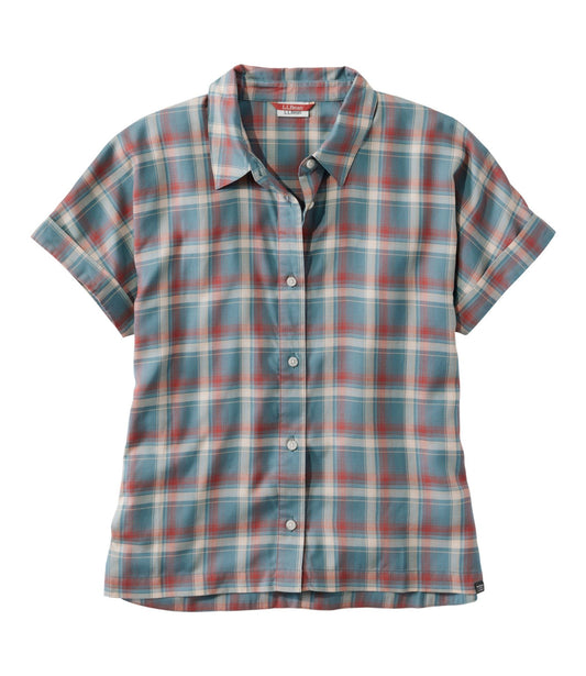 L.L.Bean Women's Mountainside Shirt Storm Teal Plaid