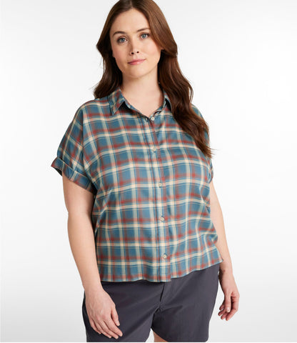 L.L.Bean Women's Mountainside Shirt Storm Teal Plaid