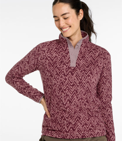 L.L.Bean Women's All Season Access Fleece Pullover, Print Fig Crest