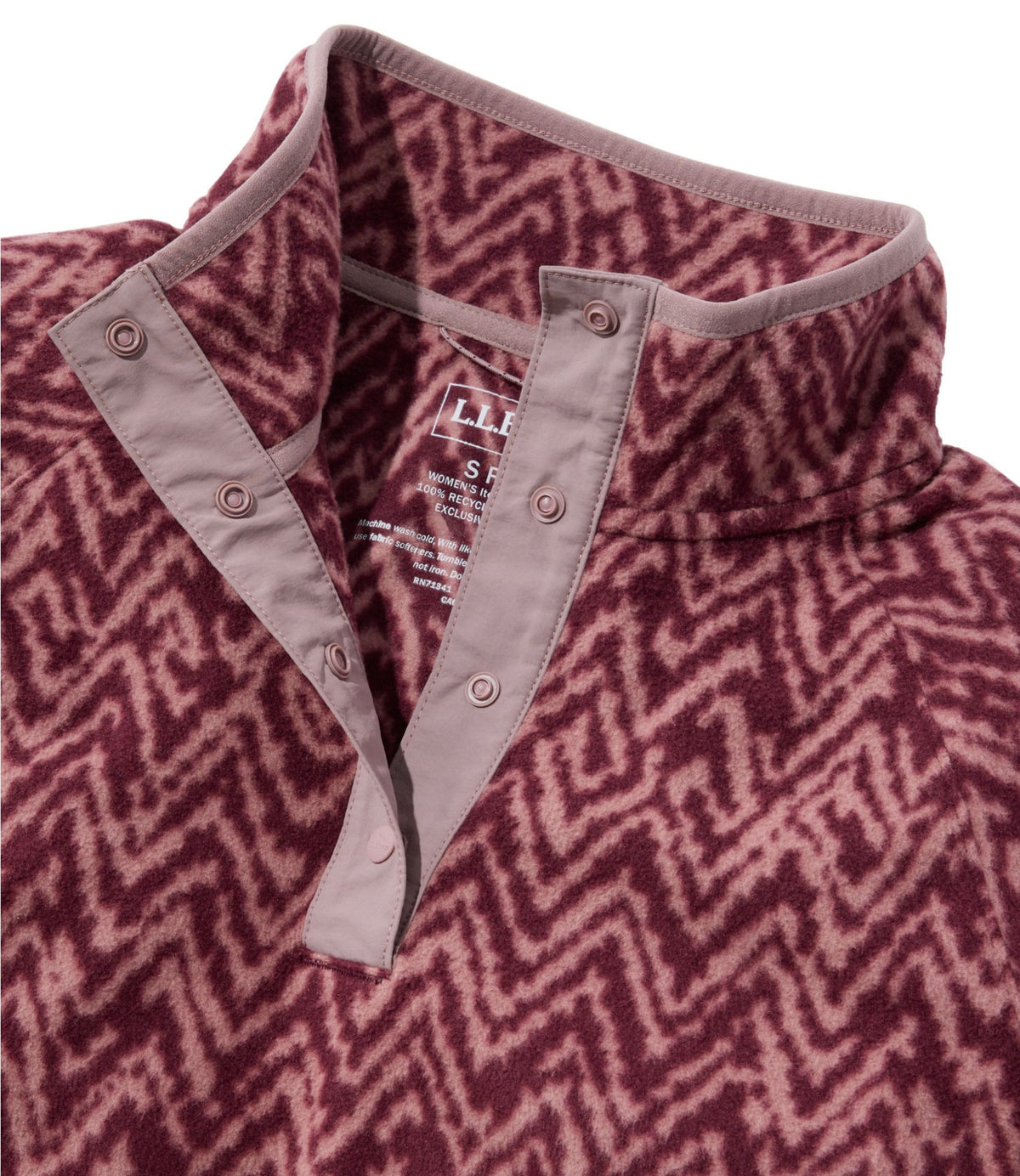 L.L.Bean Women's All Season Access Fleece Pullover, Print Fig Crest