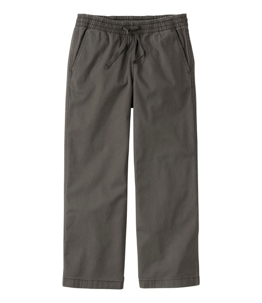 L.L.Bean Women's Lakewashed Pull-on Chinos, Mid-Rise Wide-Leg Crop