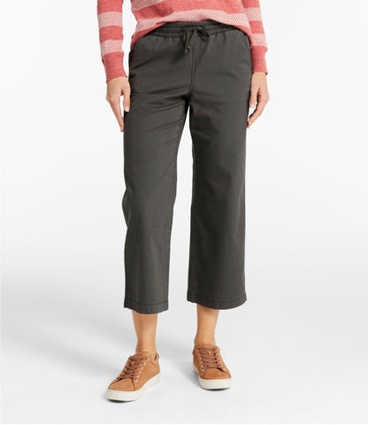 L.L.Bean Women's Lakewashed Pull-on Chinos, Mid-Rise Wide-Leg Crop