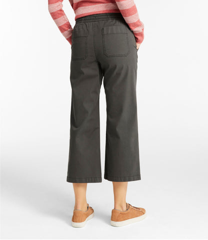 L.L.Bean Women's Lakewashed Pull-on Chinos, Mid-Rise Wide-Leg Crop
