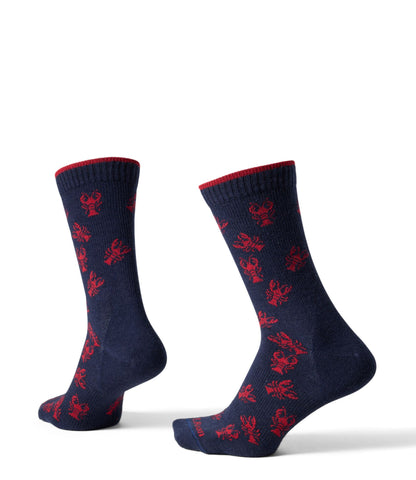 L.L.Bean Adults' L.L.Bean Maine Motif Socks Nautical Navy Lobsters