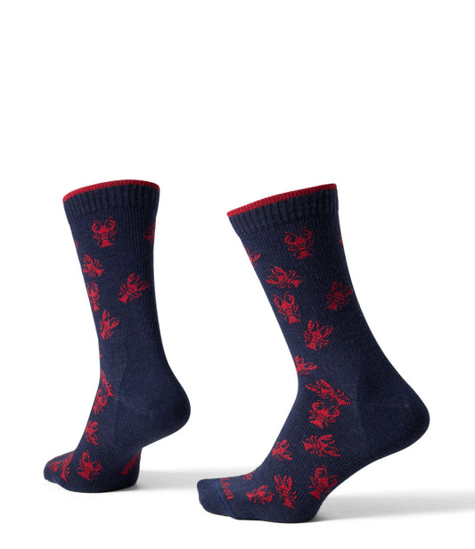 L.L.Bean Adults' L.L.Bean Maine Motif Socks Nautical Navy Lobsters