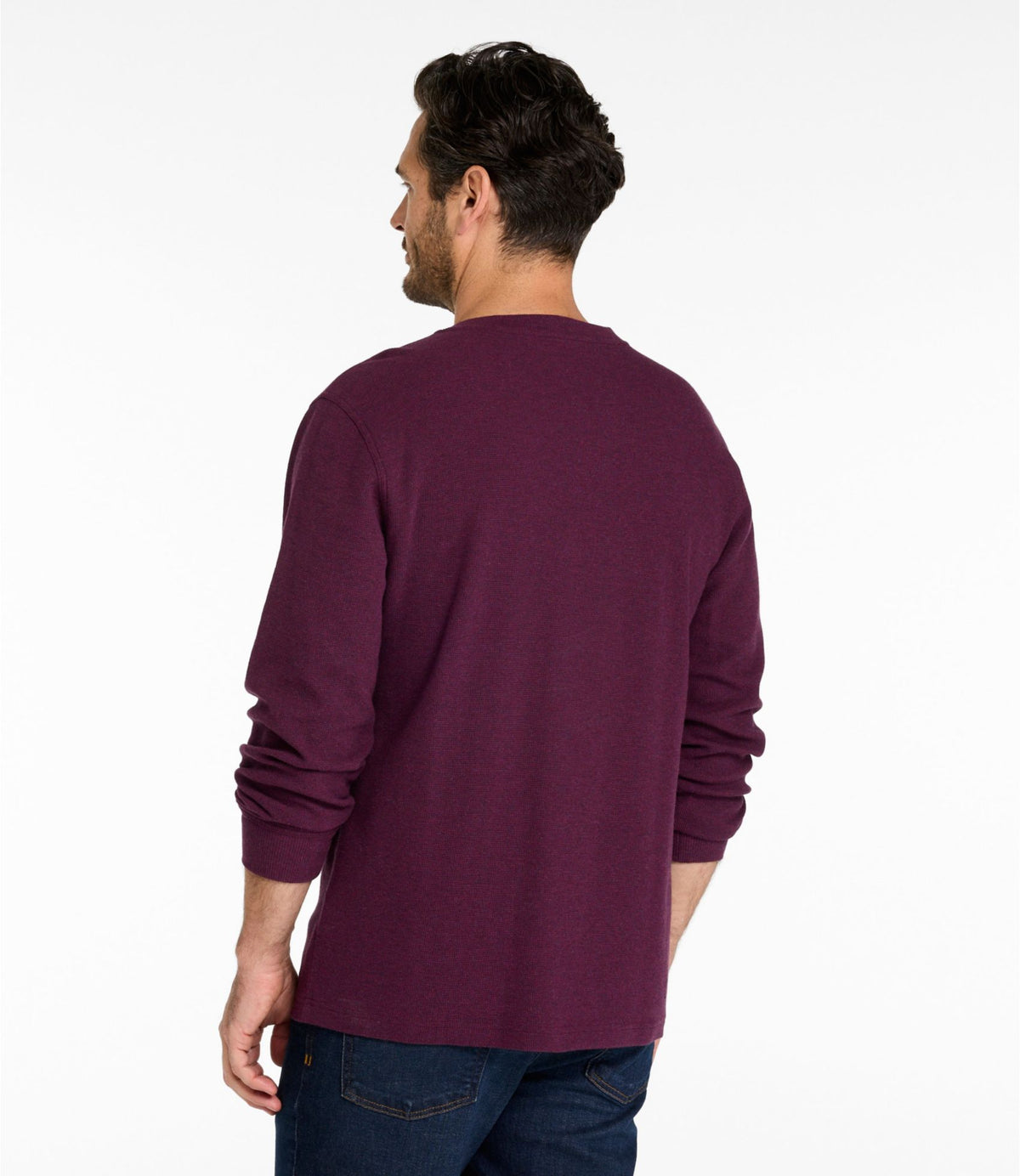 L.L.Bean Men's Unshrinkable Mini-Waffle Henley, Long-Sleeve Traditional Fit Classic Navy Heather
