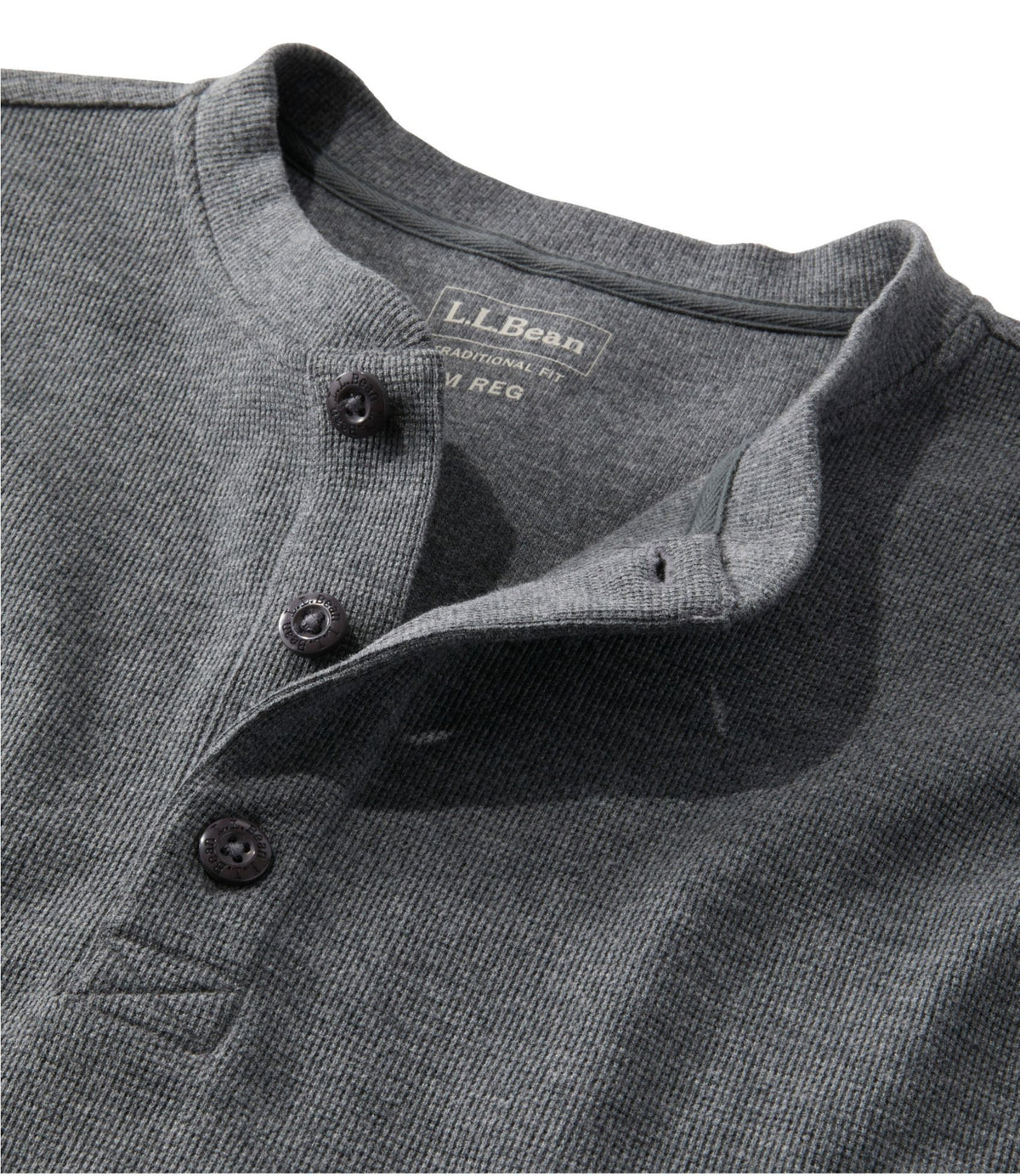 L.L.Bean Men's Unshrinkable Mini-Waffle Henley, Long-Sleeve Traditional Fit Classic Navy Heather