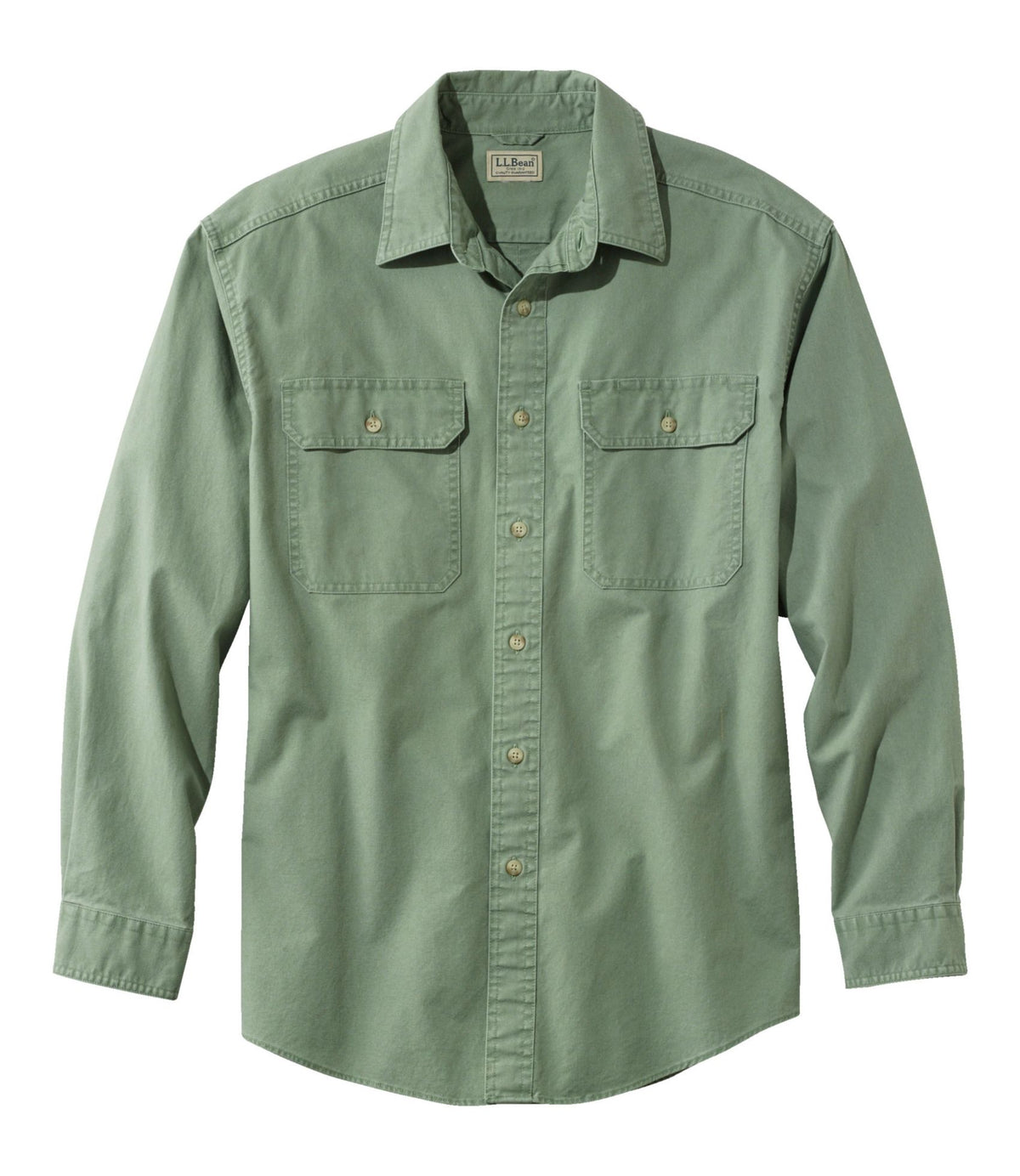 L.L.Bean Men's Sunwashed Canvas Shirt, Traditional Fit Bay Leaf