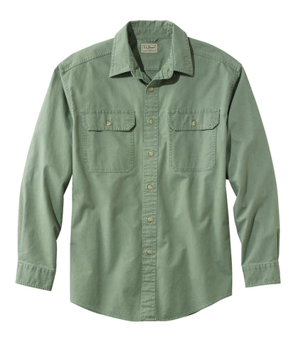 L.L.Bean Men's Sunwashed Canvas Shirt, Traditional Fit Bay Leaf