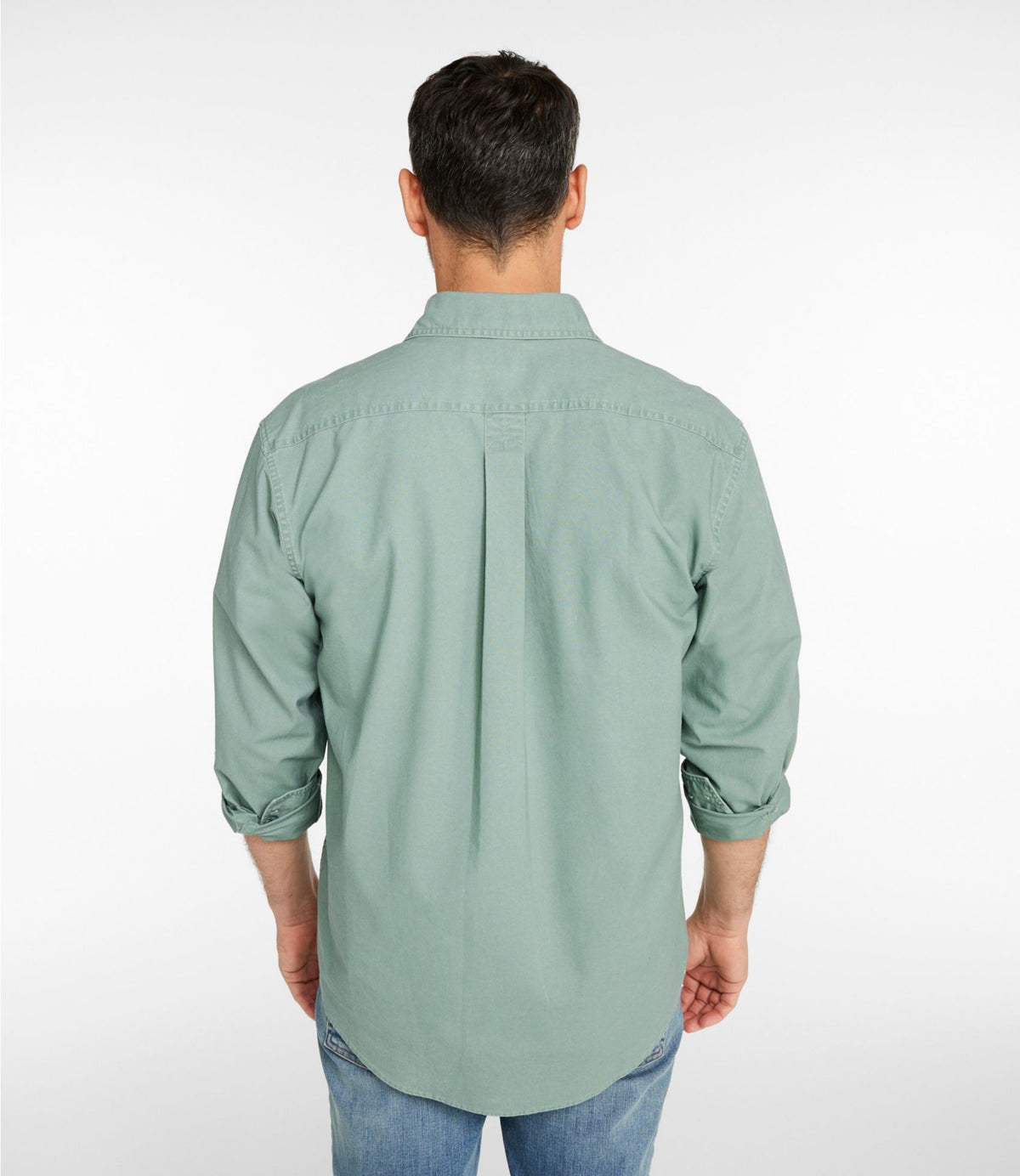 L.L.Bean Men's Sunwashed Canvas Shirt, Traditional Fit Bay Leaf