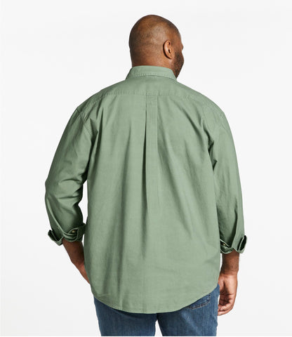 L.L.Bean Men's Sunwashed Canvas Shirt, Traditional Fit Bay Leaf