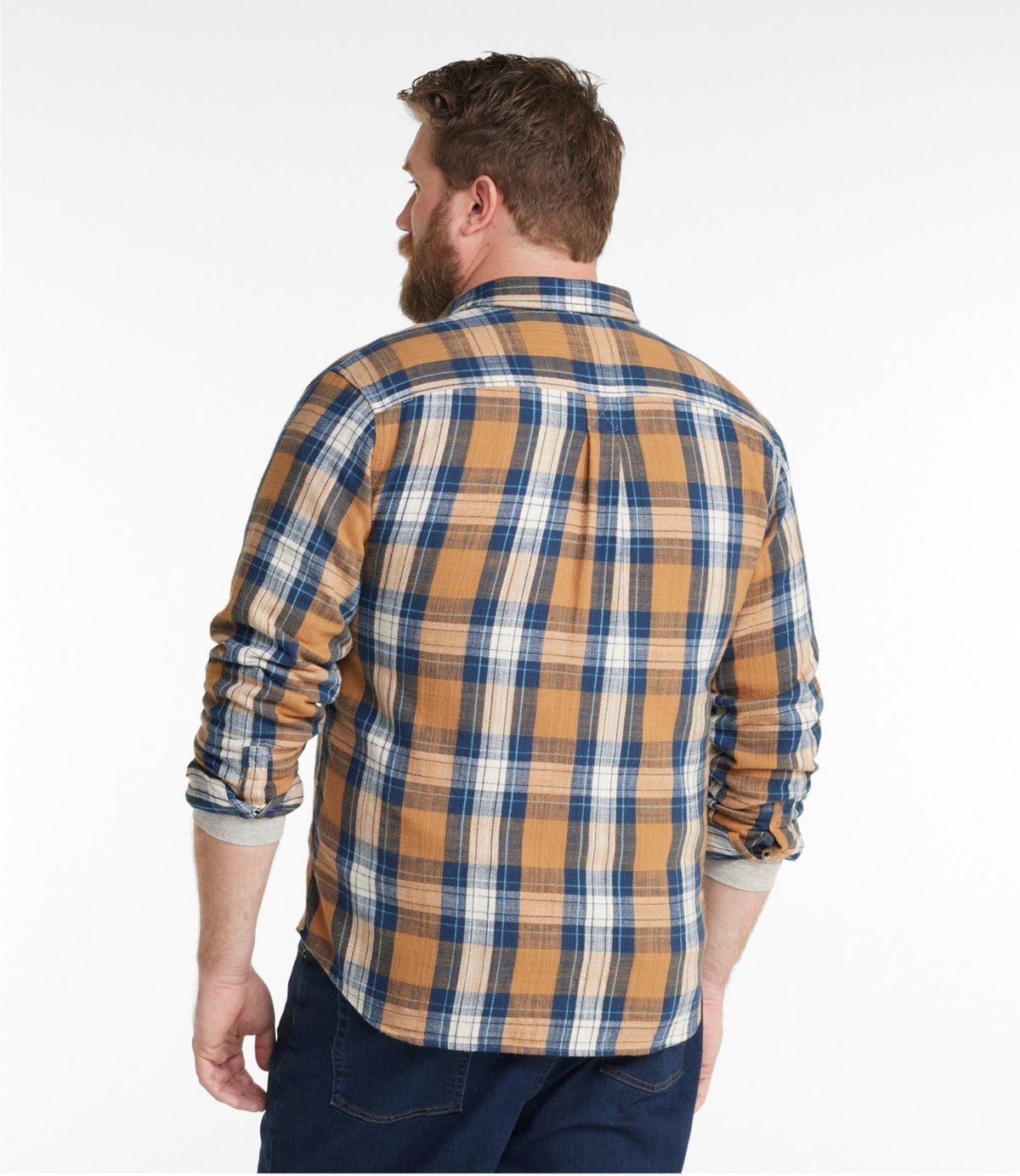 L.L.Bean Men's 1912 Field Flannel Shirt, Slightly Fitted Untucked Fit, Plaid Deep Sea Green