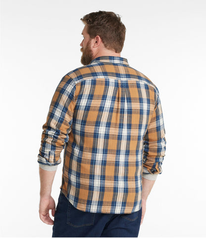 L.L.Bean Men's 1912 Field Flannel Shirt, Slightly Fitted Untucked Fit, Plaid Deep Sea Green