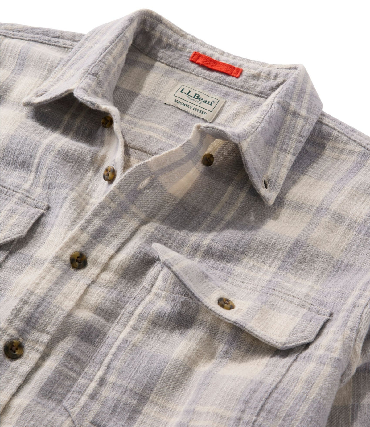 L.L.Bean Men's 1912 Field Flannel Shirt, Slightly Fitted Untucked Fit, Plaid Deep Sea Green