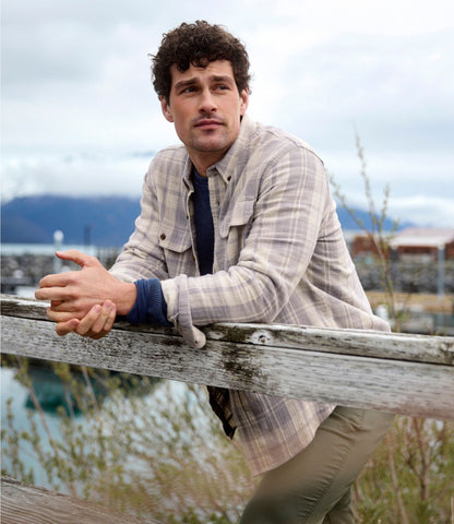 L.L.Bean Men's 1912 Field Flannel Shirt, Slightly Fitted Untucked Fit, Plaid Deep Sea Green