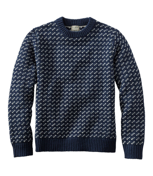 L.L.Bean Men's Bean's Classic Ragg Wool Sweater, Crewneck, Bird's-Eye Classic Navy/Light Gray Heather
