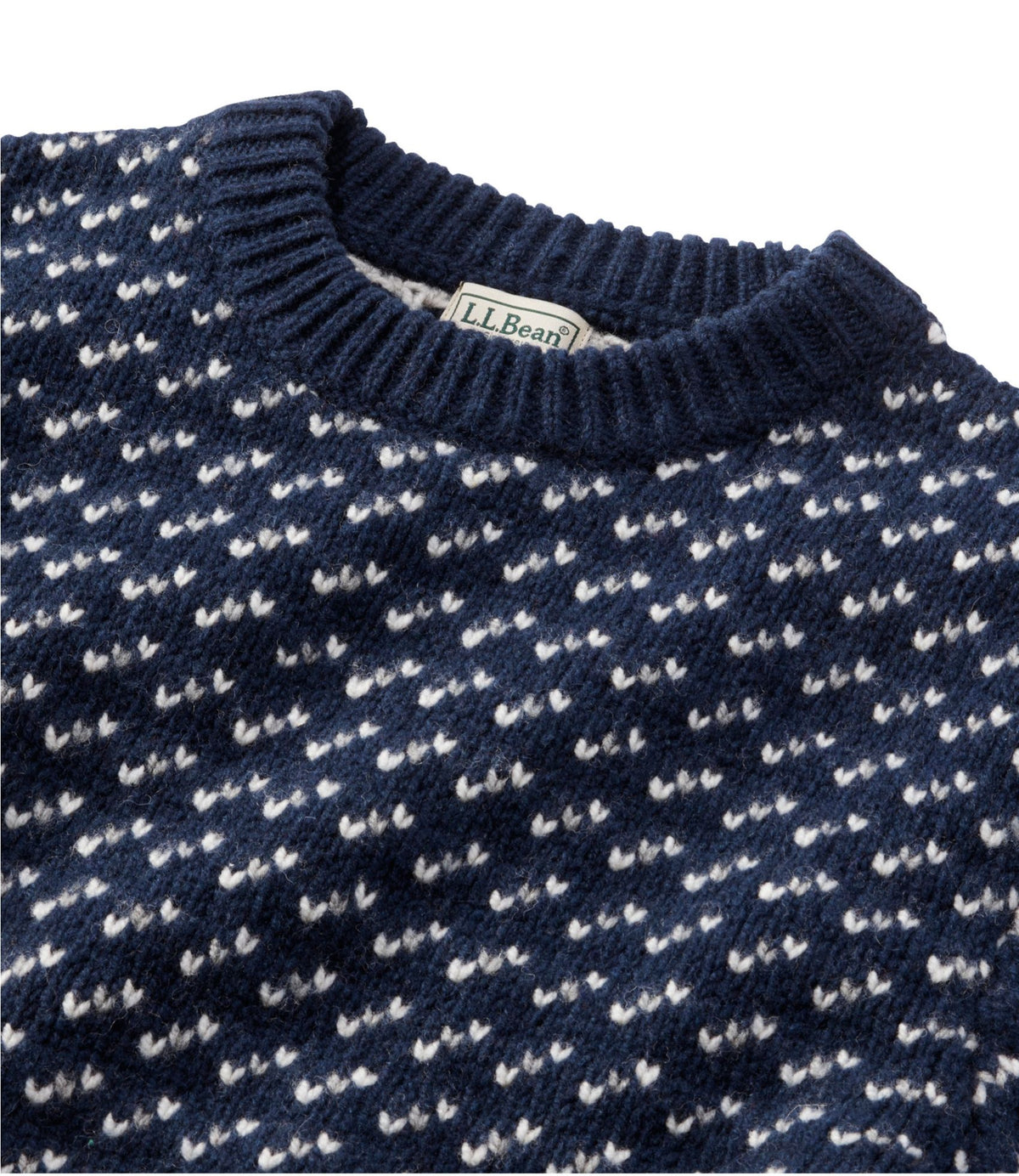 L.L.Bean Men's Bean's Classic Ragg Wool Sweater, Crewneck, Bird's-Eye Classic Navy/Light Gray Heather