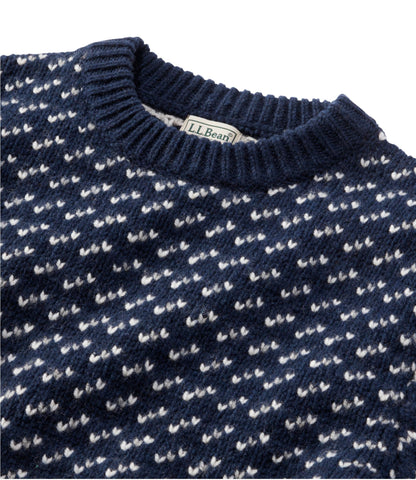 L.L.Bean Men's Bean's Classic Ragg Wool Sweater, Crewneck, Bird's-Eye Classic Navy/Light Gray Heather