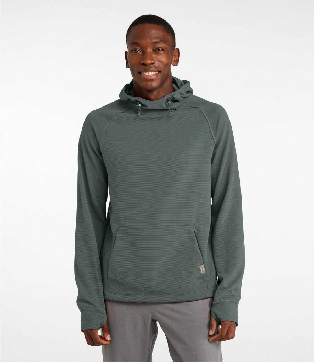 L.L.Bean Men's VentureStretch Ottoman-Rib Hoodie Shadow Green