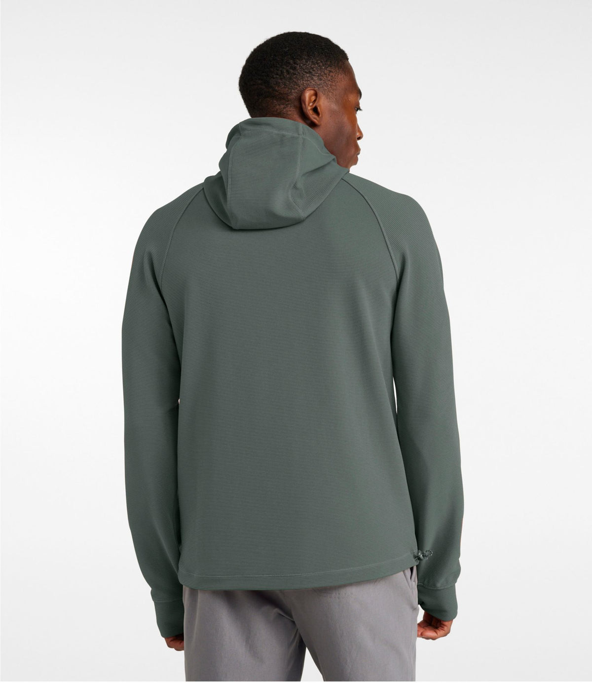 L.L.Bean Men's VentureStretch Ottoman-Rib Hoodie Shadow Green