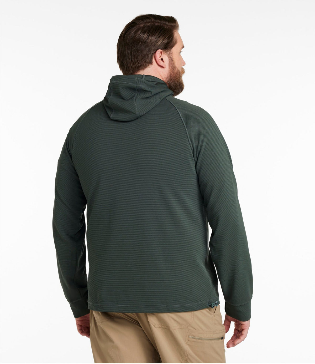 L.L.Bean Men's VentureStretch Ottoman-Rib Hoodie Shadow Green